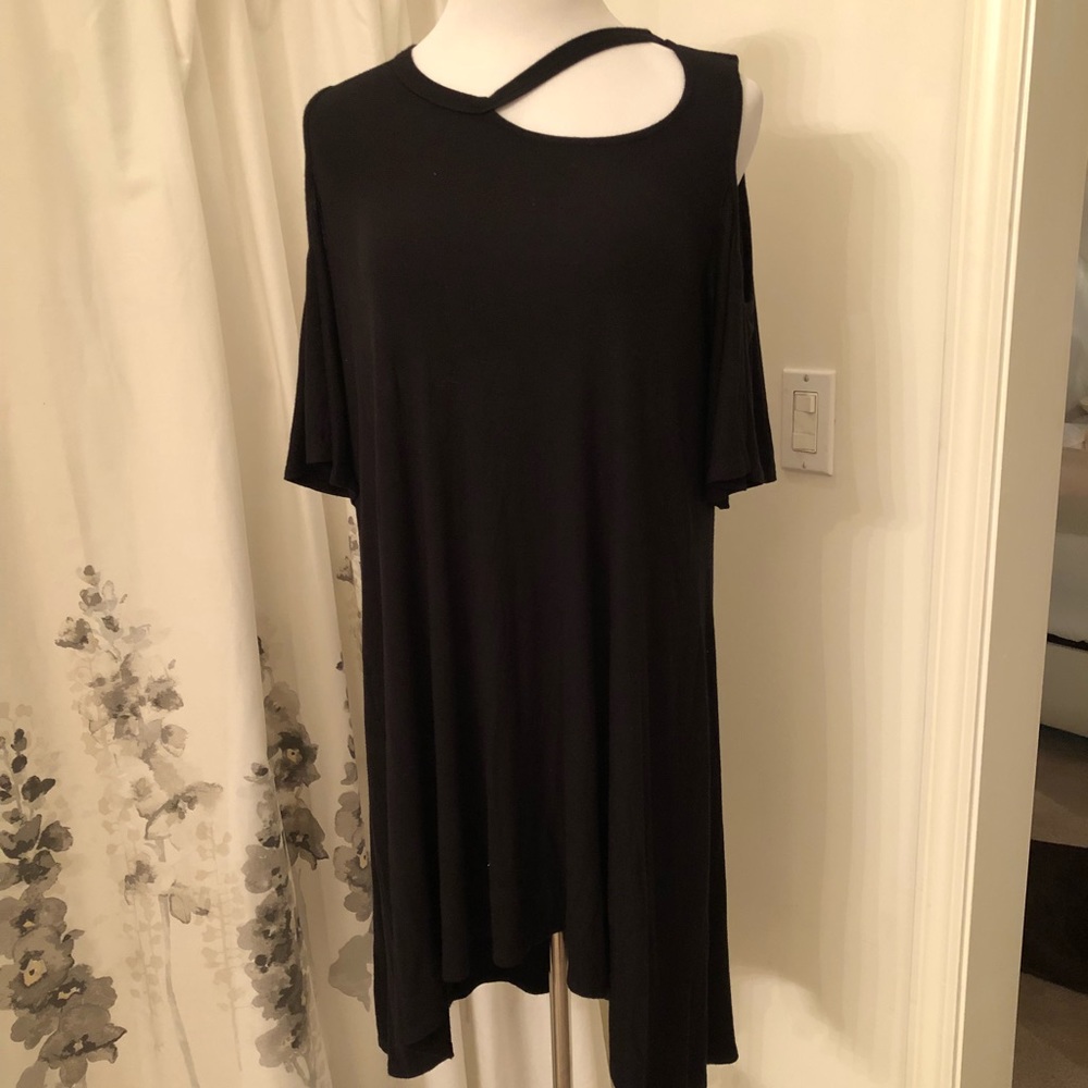 Cold shoulder black dress